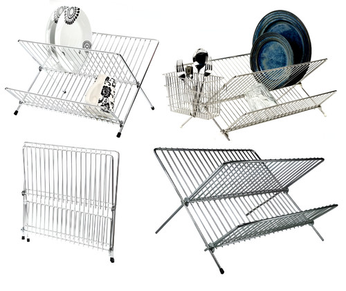 Chrome foldable dish drainer - chrome,